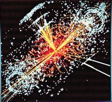 質子高速對撞後產生希格斯玻色子的瞬間