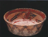 瑪雅水禽紋彩陶盆