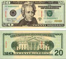 最新版20美元紙幣正面就是:安德魯·傑克遜