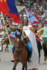 傳統那達慕開幕式上的騎兵 