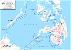1945年，菲律賓南部戰役示意圖