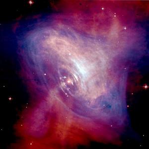 蟹狀星雲脈衝星的X射線/可見光波段合成圖像