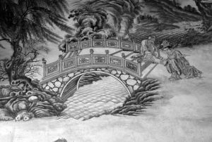 張良廟內壁畫之一:圯橋進履