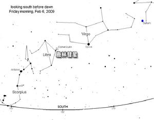 （圖）2月6日鹿林彗星位置示意圖