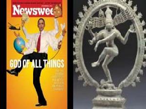 最新一期的美國《新聞周刊》封面將歐巴馬比擬為印度教神祗“濕婆”。