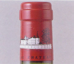 拉菲的封瓶貼片，瓶頸上印有酒莊大樓的風景
