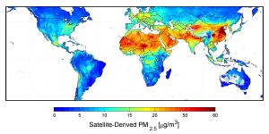 NASA 2010年9月公布的全球空氣品質地圖