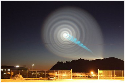 圖為拍攝到的螺旋狀UFO