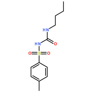 甲苯磺丁脲彩色分子結構圖