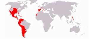 西班牙殖民地分布圖 紅色部分