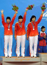 藤球女子雙人頒獎儀式 中國隊三位選手