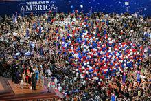 2016共和黨全國代表大會克利夫蘭閉幕，會場釋放彩色氣球慶祝