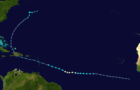 颶風貝里爾 路徑圖