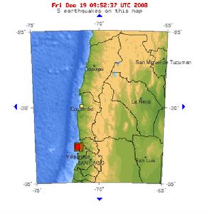 （圖）2008年12月19日上午6點36分智利瓦爾帕萊索沿岸近海發生5.7級地震