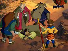 唐僧師徒圍在白骨精的假屍旁