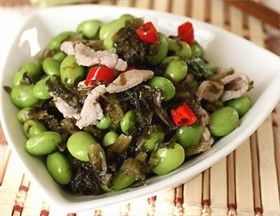 肉絲鹹菜炒毛豆 肉絲鹹菜炒毛豆