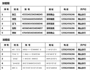 資料庫加密前後對比圖