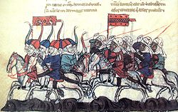 1281年霍姆斯戰役中被擊退的蒙古軍隊（左）