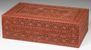 剔紅漆三獅長方匣 剔紅漆三獅長方匣