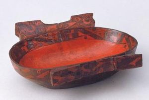 戰國彩繪漆渦紋方耳杯 戰國彩繪漆渦紋方耳杯