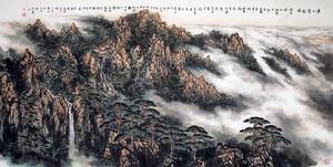 黃山雲起圖（120x250cm）