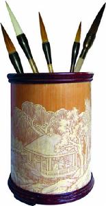 留青竹刻《筆筒》