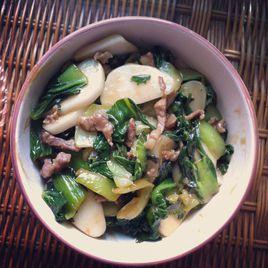 青菜肉絲炒年糕 青菜肉絲炒年糕