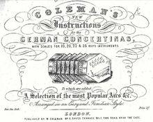 1854年倫敦發行的六角手風琴指導書封面