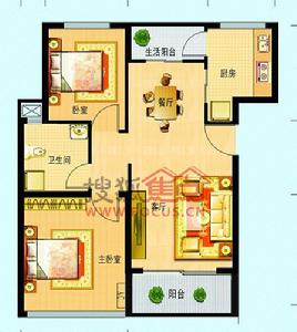 2室2廳1衛1廚B戶型圖