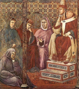 （圖）喬托·迪·邦多納所畫的何諾三世（座上者）