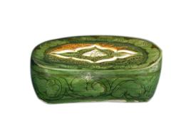 宋三彩刻花腰圓形枕 宋三彩刻花腰圓形枕