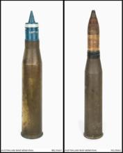 20磅訓練APDS彈(左)&amp;20磅HE(RDX/TNT裝藥)(右)