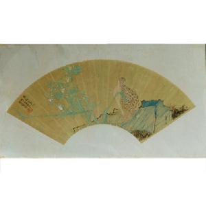 任頤鵪鶉惠蘭扇面