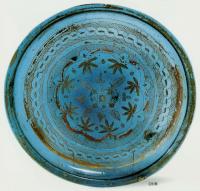 楓葉紋描金藍色琉璃盤 楓葉紋描金藍色琉璃盤