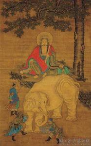 元人文殊洗象圖軸 元人文殊洗象圖軸