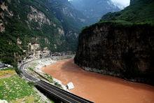 位於大渡河峽谷中的公路