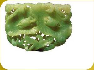 金荷葉雙龜玉佩飾