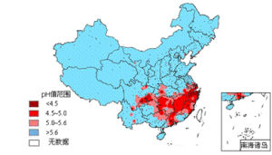 中國酸雨分布