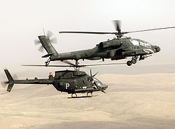 OH-58D和AH-64偕同作戰。
