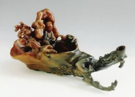 犀角雕仙人乘槎杯 犀角雕仙人乘槎杯