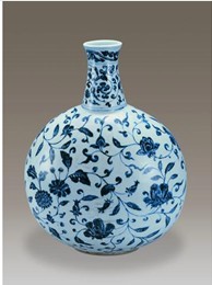 永樂青花纏枝蓮紋扁壺 永樂青花纏枝蓮紋扁壺