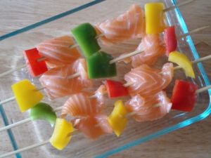 番茄沙司蔬菜三文魚串 番茄沙司蔬菜三文魚串