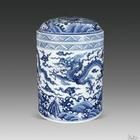 天馬行空青花蓋罐 天馬行空青花蓋罐