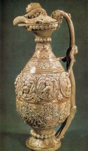 鳳首龍柄青瓷執壺 鳳首龍柄青瓷執壺