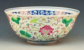 清光緒款內青花外粉碗 清光緒款內青花外粉碗