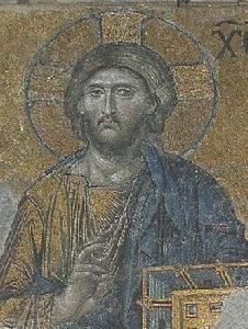 耶穌基督~這幅12世紀拜占庭的肖像強調了耶穌神的本質,現存於伊斯坦堡的索非亞大教堂.
