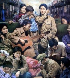 這幅畫展現了《南京知青之歌》的情景