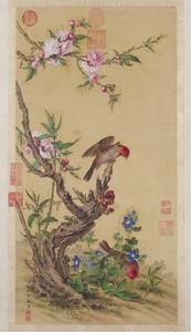 清郎世寧花鳥圖軸 清郎世寧花鳥圖軸