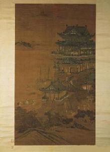 明人畫望海樓圖軸 明人畫望海樓圖軸