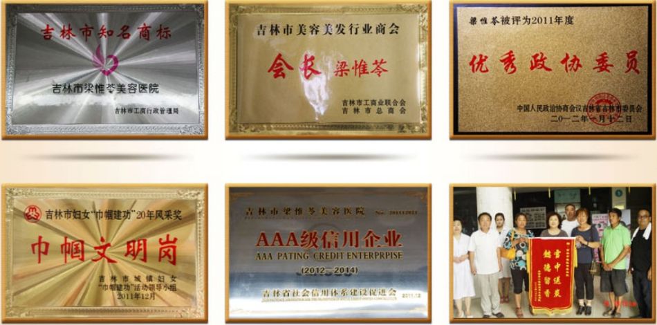 吉林市梁惟苓整形美容醫院榮譽